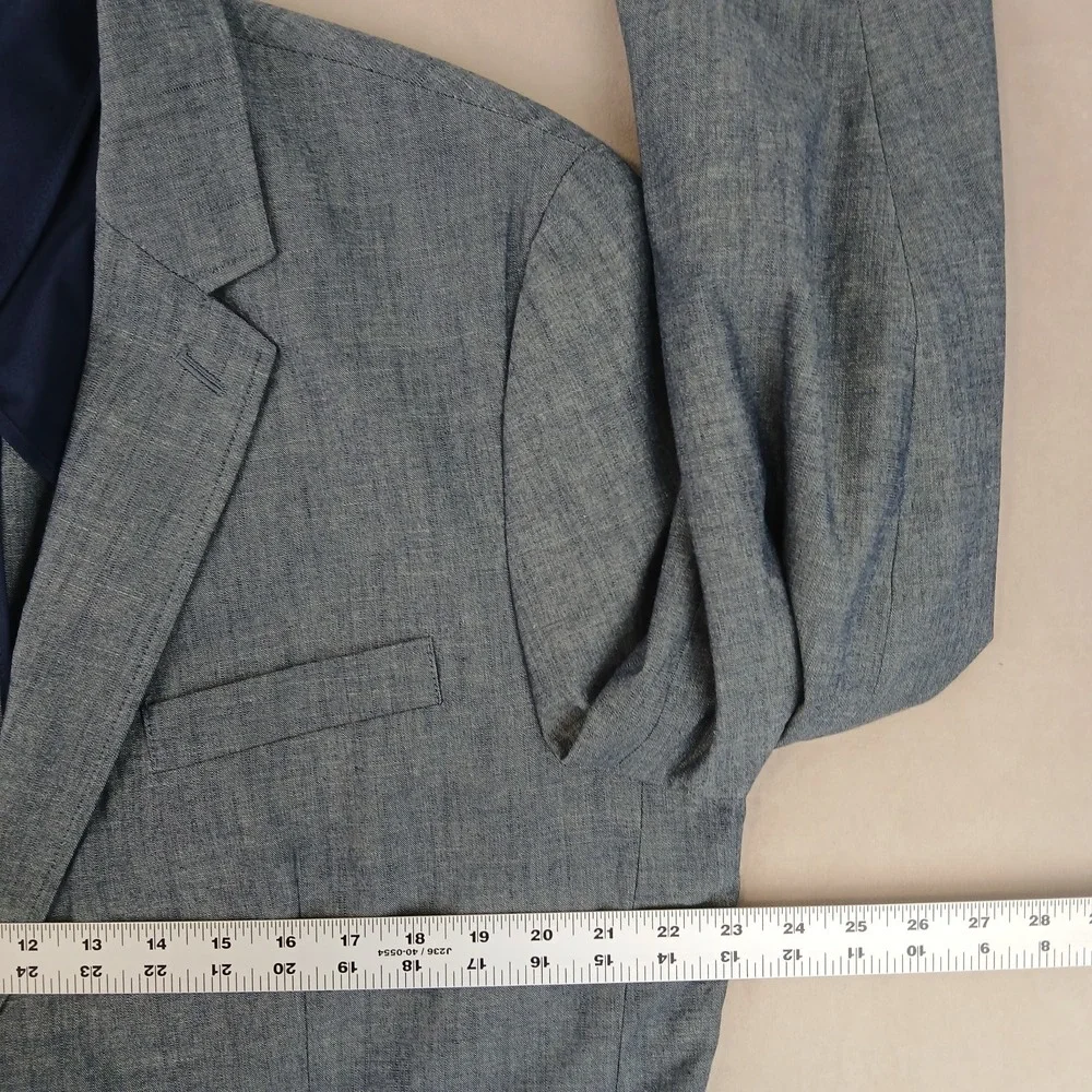 Tasso Elba‎ XL 46L Mens Blazer Sport Coat Chambray Unstructured Blue 23x32